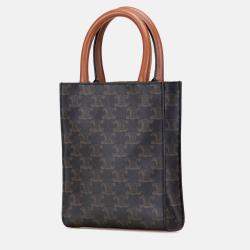 Pre Owned Celine Brown Mini Triomphe Coated Canvas Vertical Cabas Satchel
