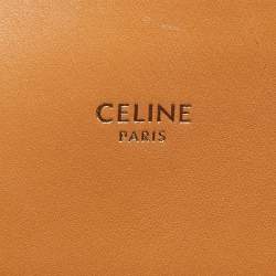 Pre Owned Celine Tan/Natural Canvas and Leather Small Vertical Cabas Tote