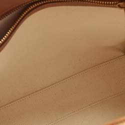 Pre Owned Celine Tan/Natural Canvas and Leather Small Vertical Cabas Tote