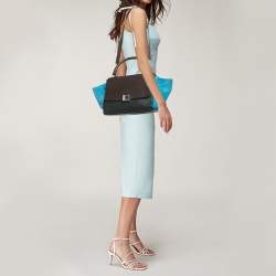 Pre Owned Celine Tricolor Leather and Suede Small Trapeze Top Handle Bag