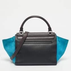 Pre Owned Celine Tricolor Leather and Suede Small Trapeze Top Handle Bag