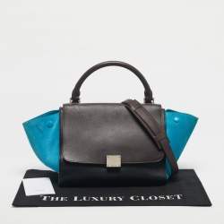 Pre Owned Celine Tricolor Leather and Suede Small Trapeze Top Handle Bag