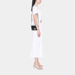 Pre Owned Celine Black Teen Shiny Calfskin Triomphe Crossbody
