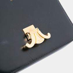 Pre Owned Celine Black Teen Shiny Calfskin Triomphe Crossbody