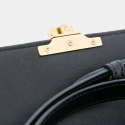 Pre Owned Celine Black Teen Shiny Calfskin Triomphe Crossbody