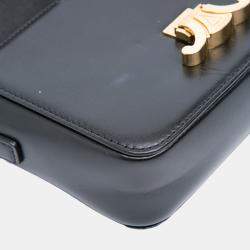 Pre Owned Celine Black Teen Shiny Calfskin Triomphe Crossbody