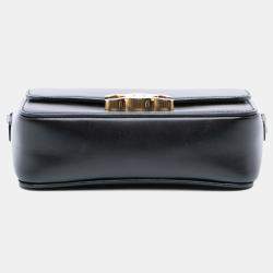 Pre Owned Celine Black Teen Shiny Calfskin Triomphe Crossbody