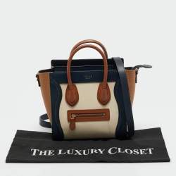 Pre Owned Celine Tricolor Leather Nano Luggage Tote