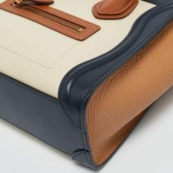 Pre Owned Celine Tricolor Leather Nano Luggage Tote
