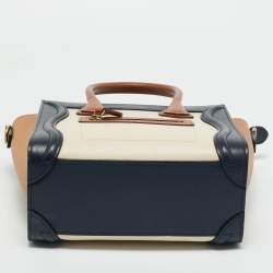 Pre Owned Celine Tricolor Leather Nano Luggage Tote