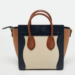 Pre Owned Celine Tricolor Leather Nano Luggage Tote