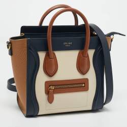 Pre Owned Celine Tricolor Leather Nano Luggage Tote
