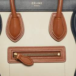 Pre Owned Celine Tricolor Leather Nano Luggage Tote