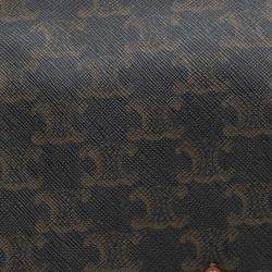 Pre Owned Celine Brown Medium Triomphe Coated Canvas Folco Crossbody
