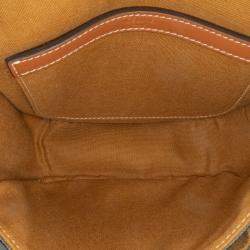 Pre Owned Celine Brown Medium Triomphe Coated Canvas Folco Crossbody