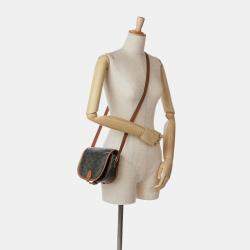 Pre Owned Celine Brown Medium Triomphe Coated Canvas Folco Crossbody