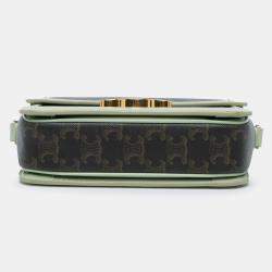 Pre Owned Celine Brown Teen Triomphe Coated Canvas and Calfskin Triomphe Crossbody