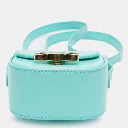 Pre Owned Celine Blue Leather Triomphe AirPods Case with Strap