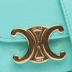 Pre Owned Celine Blue Leather Triomphe AirPods Case with Strap