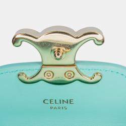 Pre Owned Celine Blue Leather Triomphe AirPods Case with Strap