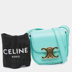Pre Owned Celine Blue Leather Triomphe AirPods Case with Strap