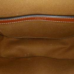 Pre Owned Celine Brown Medium Triomphe Coated Canvas Folco Crossbody