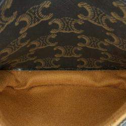 Pre Owned Celine Brown Medium Triomphe Coated Canvas Folco Crossbody