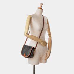 Pre Owned Celine Brown Medium Triomphe Coated Canvas Folco Crossbody