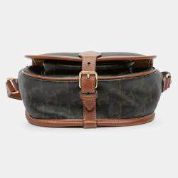 Pre Owned Celine Brown Medium Triomphe Coated Canvas Folco Crossbody
