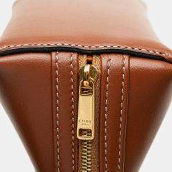Pre Owned Celine Brown Smooth Calfskin Cuir Triomphe Clutch on Chain