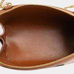Pre Owned Celine Brown Smooth Calfskin Cuir Triomphe Clutch on Chain