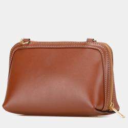 Pre Owned Celine Brown Smooth Calfskin Cuir Triomphe Clutch on Chain