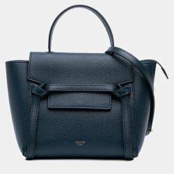 Pre Owned Celine Blue Pico Grained Calfskin Belt Bag