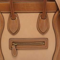 Pre Owned Celine Tricolor Nubuck and Leather Nano Luggage Tote