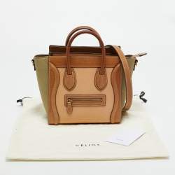 Pre Owned Celine Tricolor Nubuck and Leather Nano Luggage Tote