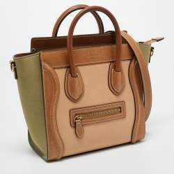 Pre Owned Celine Tricolor Nubuck and Leather Nano Luggage Tote