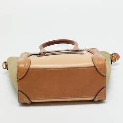 Pre Owned Celine Tricolor Nubuck and Leather Nano Luggage Tote