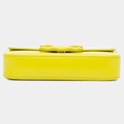 Pre Owned Celine Yellow Calfskin Cuir Triomphe Chain Shoulder Bag