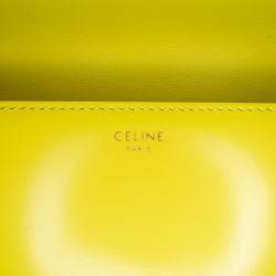 Pre Owned Celine Yellow Calfskin Cuir Triomphe Chain Shoulder Bag
