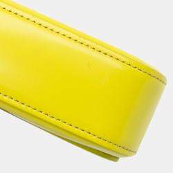 Pre Owned Celine Yellow Calfskin Cuir Triomphe Chain Shoulder Bag