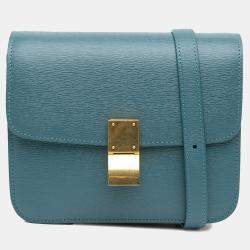 Pre Owned Celine Blue Teen Liege Calfskin Classic Box