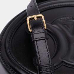 Pre Owned Celine Black Small Calfskin Cuir Triomphe Oval Crossbody