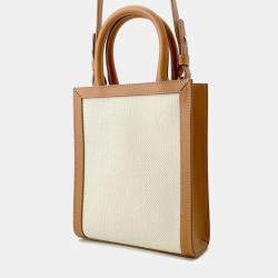 Pre Owned Celine Vertical Cabas Natural/Tan Canvas Leather Size Mini
