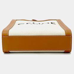Pre Owned Celine Vertical Cabas Natural/Tan Canvas Leather Size Mini
