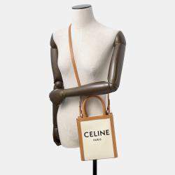 Pre Owned Celine Vertical Cabas Natural/Tan Canvas Leather Size Mini