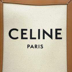 Pre Owned Celine Vertical Cabas Natural/Tan Canvas Leather Size Mini