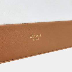 Pre Owned Celine Brown White Leather Frame Evening Clutch on Chain