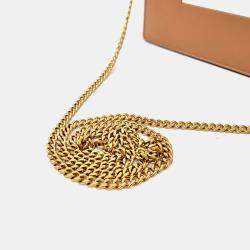 Pre Owned Celine Brown White Leather Frame Evening Clutch on Chain