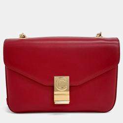 Pre Owned Celine Red Leather C Chain Shoulder Bag