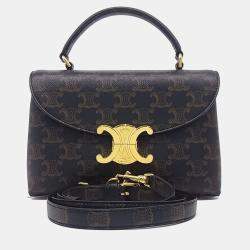 Pre Owned Celine Black Brown Coated Canvas Teen Nino Bag
